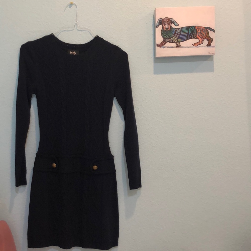 Long sleeve navy blue dress